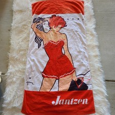 Vintage Jantzen Beach Towel Pinup 50's Rene Gruau Redhead Retro Swimwear Wrap picture