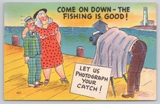 Vintage Comic Postcard Fishing Photograph Your Catch picture
