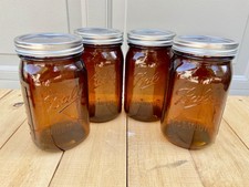 Case of 12 New, Ball Mason Amber Quart Size Canning Jars, WIDE Mouth 32 oz picture
