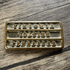 VTG Brass Bristol TN VA State Line Plaque Street Marker Souvenir Paperweight picture