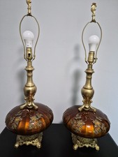 Rare Vintage MCM Carl Falkenstein Designer 3 Way Pumpkin Lamps picture