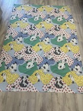 Vtg 1980s Dog Puppy Patterned Twin Flat Sheet Hearts Stars Polka Dots  picture