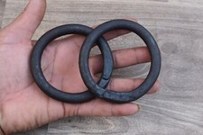 Vintage horse iron tie hitching post ring hand forged barn 2 pcs picture