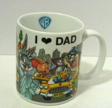 I Love Dad Warner Bros Looney Tunes Coffee Mug Bugs Taz Tweety Daffy PLUS picture