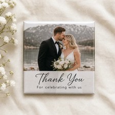 Personalized Wedding Thank You Photo Magnet Custom Names Date 2x2 Favor picture
