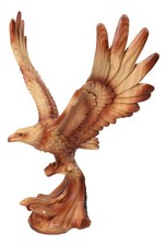 Majestic Soaring Bald Eagle Figurine – Faux Wood Carved Look Patriotic Statue picture