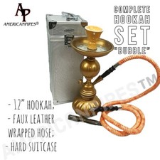 INHALE®️12 INCH 1 HOSE SMALL BUBBLE HOOKAH (in Golden Color) IN A HARD SUITCASE picture