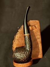 Savinelli Roma 626 Sandblast Bent Apple Vulcanite Stem Estate Pipe picture