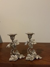 vintage Arthur Court Grape Aluminum Candlesticks picture