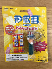 Vintage 1998 PEZ Uncle Sam Keychain Basic Fun Candy Dispenser Sealed MOC picture