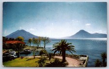 Vintage Guatemala Postcard Lake Atitlan Volcanoes PANAJACHEL 1940s picture