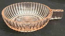Anchor Hocking QUEEN MARY pink ridge depression glass low FRUIT BOWL with Handle picture