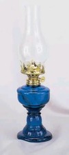 Vintage Style Blue Glass Kerosene Oil Lamp -13