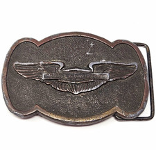 Vintage 1970s Harley-Davidson Winged Bar & Shield Brass Belt Buckle Biker  picture
