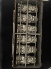 Antique German Chocolate Tray Mold P 16318 - Hinged 6-Cavity Gnomes Elves picture