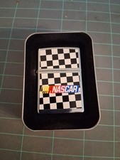 Older Zippo Lighter NASCAR Checkered Flag Polished Chrome Lighter Never Used picture