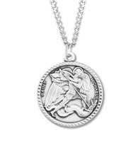 Men's 925 Sterling Silver Saint Michael Pendant Medal Necklace Made in U.S.A. picture