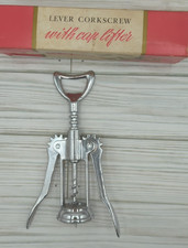 Vintage Chrome Corkscrew With Cap Lifter Italy MCM Bar accessory picture