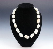 White Jade Beads Necklace 25-35cm Flexible Length 2.2cm Beads Thickness #032418 picture