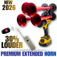 DeWalt Premium Red Train Horn, Long Range (2000ft) Remote, Extended Trumpets picture