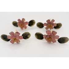 Vtg Handpainted Toleware Floral Napkin Rings Set Of 4 Cottage Core Shabby #5615 picture