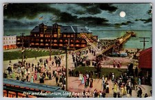 Long Beach California DB Postcard Pier And Auditorium Moonlight Panama Pacific picture