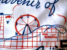 Vtg Lady's Scarf Coney Island Amusement Pk. Roller Coaster Human Hurricane picture