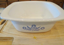 VTG CORNING WARE Cornflower Blue & White 4qt DUTCH OVEN ROASTER P-34-B No Lid picture