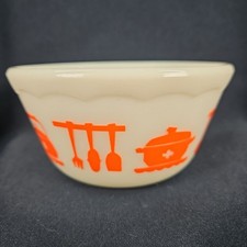 RARE Hazel Atlas Scalloped Rim Bowl 5 Inch Orange Kitchen Aids Dutch Treat VTGE picture