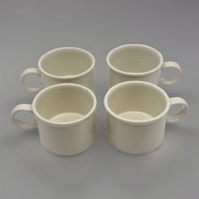 Set Of 4 WEDGWOOD MIDWINTER Stonehenge WHITE Ring Coffee Tea Mugs Cup 2.5