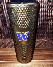Starbucks UW University of Washington Gold Studded Cold Tumbler 24oz No Straw picture
