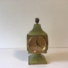 FINE  VINTAGE IMHOF WEATHER STATION CLOCK BAROMETER HYGROMETER SWISS-JADE OYNX picture