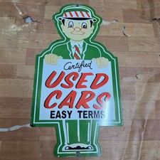 USEDCARS PORCELAIN ENAMEL SIGN 16 X 30 INCHES picture