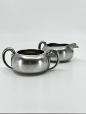 Vintage Art Deco Sugar And Creamer Pewter By Hampden Pewter picture