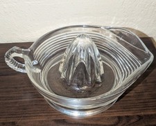 Vintage Anchor Hocking Glass Clear Ribbed Citrus Reamer Juicer 8x6” 1960’s picture