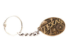 Vintage Texas Keychain Fob Armadillo Longhorn Lone Star State Gold Silver Tone picture