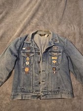 Vintage Wrangler Harley-Davidson Denim Jacket w/ Rendezvous Pins & Patches picture