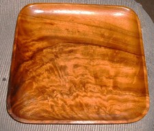 Vintage Monkey Pod Wood Square Tray  Hand Carved  10
