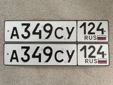 Number License Plate Pair Russia Russian Krasnoyarsk Genuine Used A 349 CY 124 picture