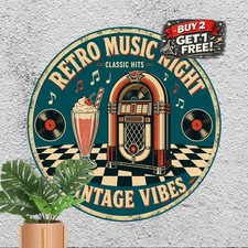 Live Music Cafe Concert Poster Metal Sign Vintage Lounge Decor 8x8 picture
