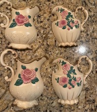 Vintage Homco Home Interior Pink Rose Pitcher Set of 4 Wall Hanging Plaque VTG picture