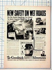 1930s Goodrich Safety Silvertown Tire Vintage Magazine Ad Skids Wet Roads picture