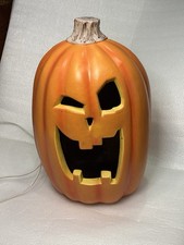 Vintage 16” Plastic Lighted Jack-O-Lantern Winking Eye Pumpkin Tested Working picture