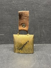 Vintage Fagernes Norway Brass Cow Bell Leather Strap Scandinavian Souvenir picture