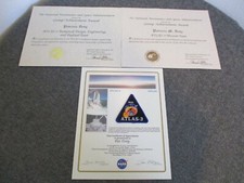1994-96 NASA MSFC ATLAS-3 STS-66 FLOWN PATCH ATLANTIS CERTIFICATE +ATLAS-2 AWARD picture