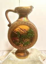 Vintage Norleans Japan Chalkware Bavarian Double Scene Embossed Pitcher picture