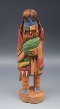 HOPI LONG HAIR KACHINA DOLL SIGNED L.V. 2006 WOOD CARVING KATSINA COTTONWOOD picture
