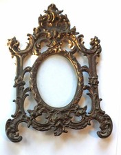 Antique Victorian Rococo Revival Cast Metal Oval Picture Frame  picture