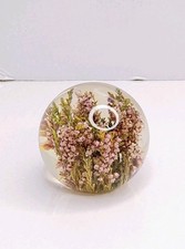Vintage Hafod Grange Dried Flowers Resin Lucite Paperweight 1997 Great Britain picture