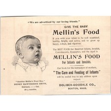Mellin's Baby Food Doliber-Goodale Co Boston MA 1892 Magazine Ad AK5-H8 picture